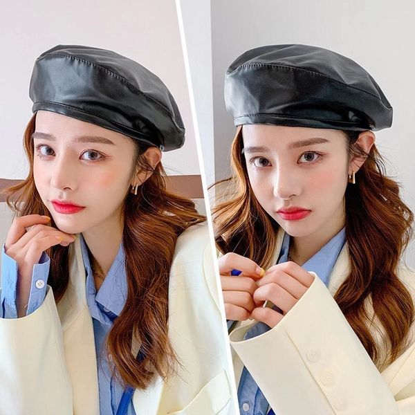 new versatile pu leather black beret for women, Yellow
new versatile pu leather black beret for women, Yellow