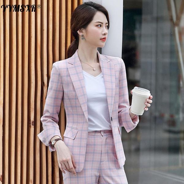 women's two piece pants temperament plaid suit sets autumn slim ladies jacket casual trousers two-piece 2021, White
women's two piece pants temperament plaid suit sets autumn slim ladies jacket casual trousers two-piece 2021, White