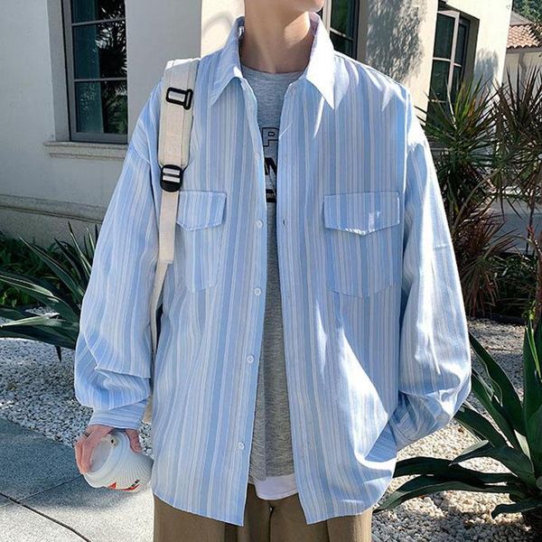 men's casual shirts men shirt 2021 arrival spring and autumn pocket stripe loose male european style blue khaki s140, White;black
men's casual shirts men shirt 2021 arrival spring and autumn pocket stripe loose male european style blue khaki s140, White;black