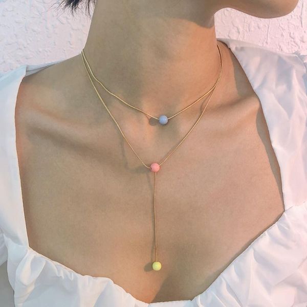 pendant necklaces trendy simple women gold snake chain candy color beads pearl long party jewelry gifts drop, Silver
pendant necklaces trendy simple women gold snake chain candy color beads pearl long party jewelry gifts drop, Silver