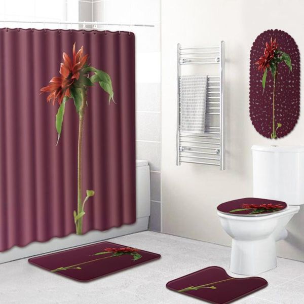 bath mats flower bathroom mat waterproof shower curtain five-piece toilet carpet kitchen and rugs 
bath mats flower bathroom mat waterproof shower curtain five-piece toilet carpet kitchen and rugs