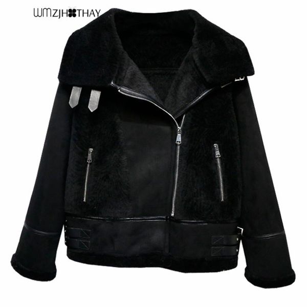 women's leather & faux korean winter thicken coats and jackets women suede plush outwear warm locomotive fur lining, Black
women's leather & faux korean winter thicken coats and jackets women suede plush outwear warm locomotive fur lining, Black