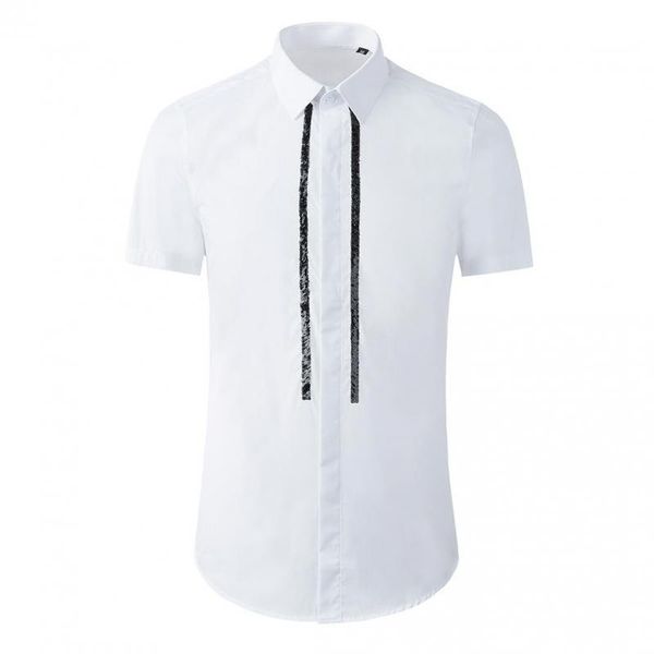 men's casual shirts bead embroidered man luxury short sleeve solid color male camisa masculina slim fit mens dress shirt, White;black
men's casual shirts bead embroidered man luxury short sleeve solid color male camisa masculina slim fit mens dress shirt, White;black