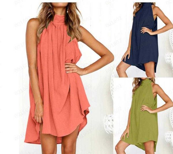summer women's wear, round neck pleated cotton linen vest dress, Black;gray 
summer women's wear, round neck pleated cotton linen vest dress, Black;gray