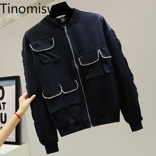 women's jackets tinomiswa heavy beading cargo women casual pockets coats long sleeve autumn korean chic all-match short outerwear, Black;brown
women's jackets tinomiswa heavy beading cargo women casual pockets coats long sleeve autumn korean chic all-match short outerwear, Black;brown