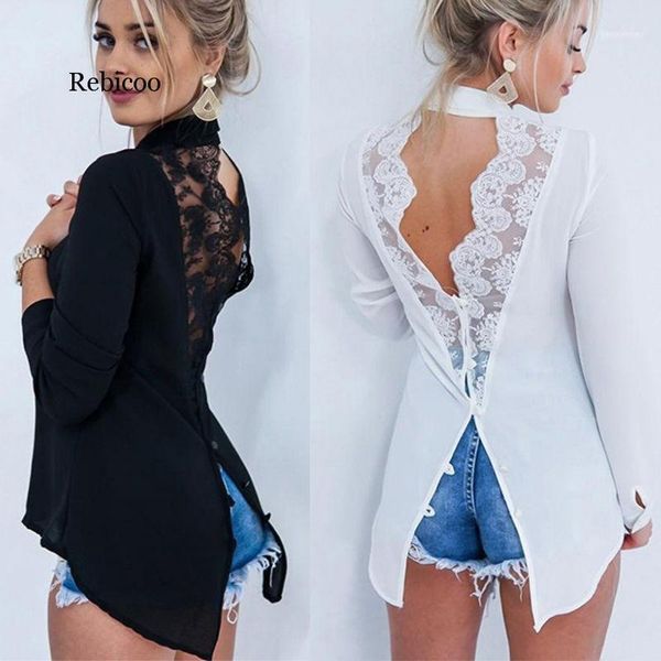 women shirts stylish lace mesh backless chiffon blouse ladies solid long sleeve femme shirt1, White
women shirts stylish lace mesh backless chiffon blouse ladies solid long sleeve femme shirt1, White