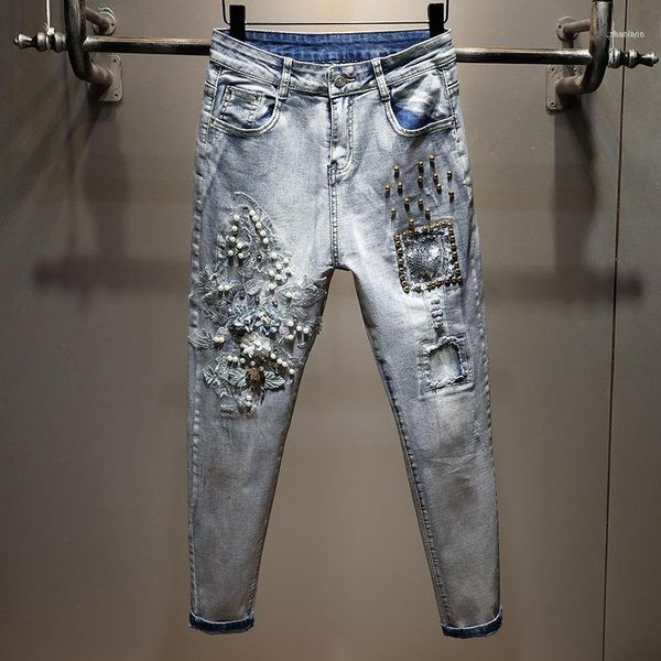 plus size heavy pearls beads sequins casual denim jeans woman autumn fashion ripped loose women femme stretchy pants1, Blue
plus size heavy pearls beads sequins casual denim jeans woman autumn fashion ripped loose women femme stretchy pants1, Blue