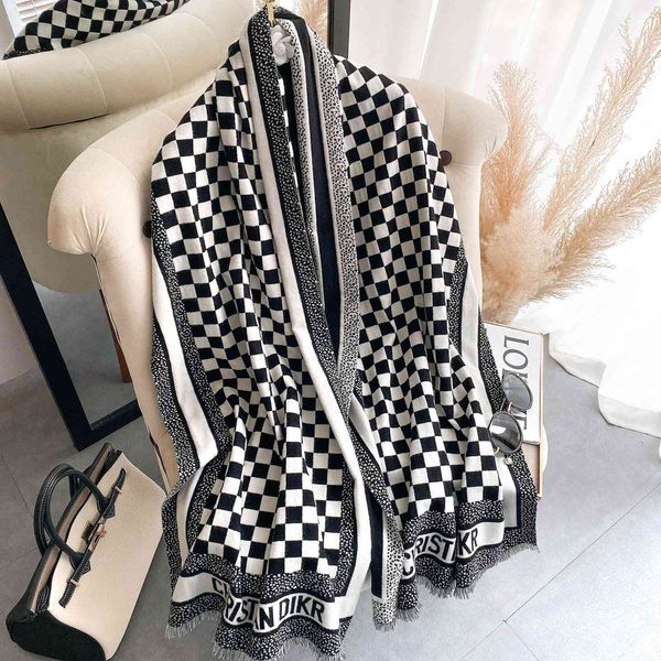 design korean fashion autumn and style lengthened thickened cashmere like scarf women's shawl tassel checkerboard for warmth, Blue;gray
design korean fashion autumn and style lengthened thickened cashmere like scarf women's shawl tassel checkerboard for warmth, Blue;gray