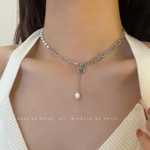 chains freshwater pearl chain splicing pendant necklace girl accessories gift a291, Silver
chains freshwater pearl chain splicing pendant necklace girl accessories gift a291, Silver