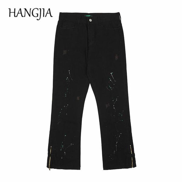 men's jeans hip hop splash ink flare mens streetwear distressed hole micro flared heavy wash black slim fit denim pants women, Blue
men's jeans hip hop splash ink flare mens streetwear distressed hole micro flared heavy wash black slim fit denim pants women, Blue