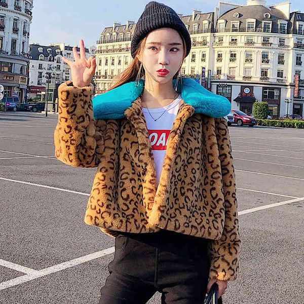 blends women winter fashion leopard patchwork faux coat korean sweet girls casual short fake fur jacket chaquetas mujer a131, Black 
blends women winter fashion leopard patchwork faux coat korean sweet girls casual short fake fur jacket chaquetas mujer a131, Black