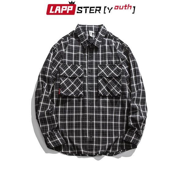men's casual shirts lappster-youth men plaid packet vintage long sleeve 2021 mens harajuku korean fashion causal male streetwear shirt, White;black
men's casual shirts lappster-youth men plaid packet vintage long sleeve 2021 mens harajuku korean fashion causal male streetwear shirt, White;black
