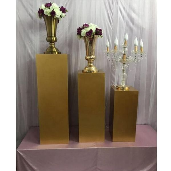 party decoration gold centerpiece wedding dessert stand golden square metal plinths yudao1046
party decoration gold centerpiece wedding dessert stand golden square metal plinths yudao1046