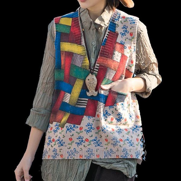 women's sweaters early spring v-neck sleeveless knitted vest female retro printing a word was thin and loose korean outer wear sweater, White;black
women's sweaters early spring v-neck sleeveless knitted vest female retro printing a word was thin and loose korean outer wear sweater, White;black