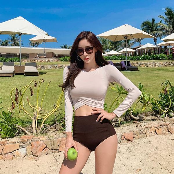 women's swimwear swimsuit for women 2021 bikini feminino two-piece plavky set colours push up long sleeve high waist abdomen female pri, White;black
women's swimwear swimsuit for women 2021 bikini feminino two-piece plavky set colours push up long sleeve high waist abdomen female pri, White;black