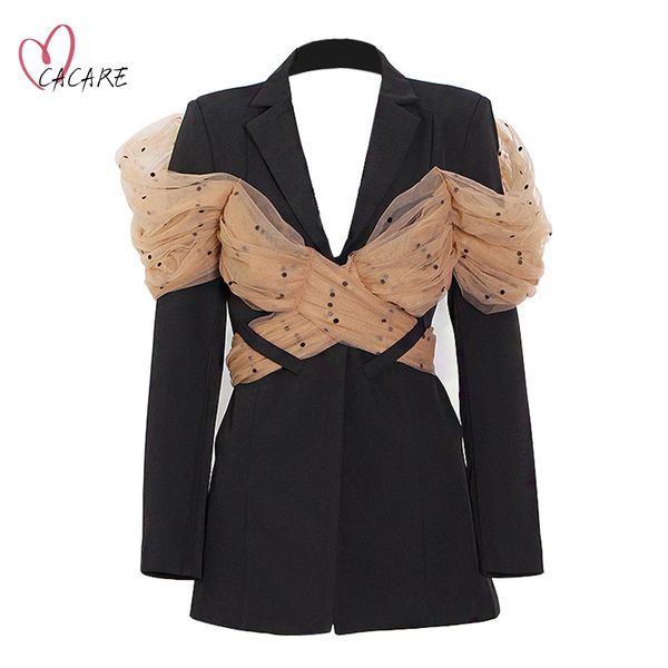 long blazer women 2021 autumn new ladies suit black blaser with mesh decor. korean style jacket blazers femme f0998 cacare, White;black
long blazer women 2021 autumn new ladies suit black blaser with mesh decor. korean style jacket blazers femme f0998 cacare, White;black