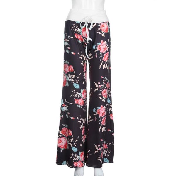 women's pants & capris casual floral print wide leg women high waist baggy drawstring trousers autumn pantalones mujer#g30, Black;white
women's pants & capris casual floral print wide leg women high waist baggy drawstring trousers autumn pantalones mujer#g30, Black;white