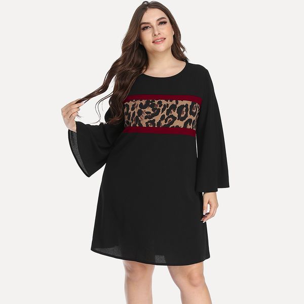 Plus size Dresses Hy863607# Round Ne Long Sleeve Leopard Stitching Loose Large, Black
Plus size Dresses Hy863607# Round Ne Long Sleeve Leopard Stitching Loose Large, Black