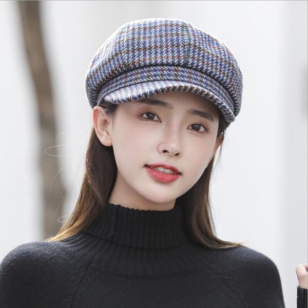 good a++ new ladies plaid outdoor leisure berets hats caps gsbl003a fashion artistic painter casual street personality octagonal hat, Blue;gray
good a++ new ladies plaid outdoor leisure berets hats caps gsbl003a fashion artistic painter casual street personality octagonal hat, Blue;gray