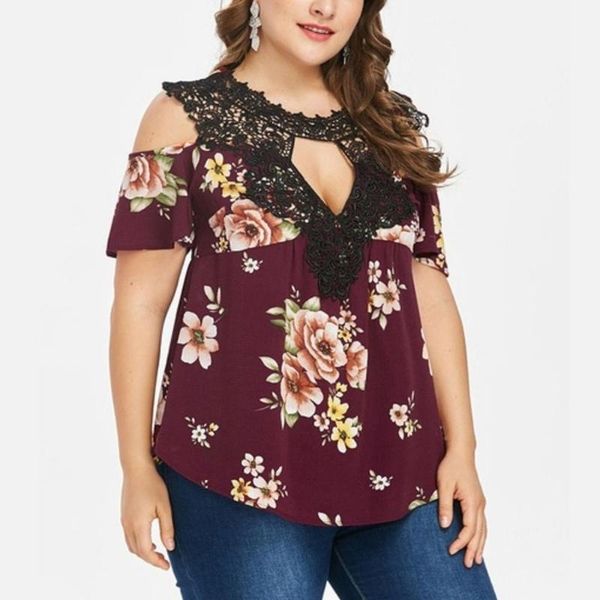 women's t-shirt summer ladies plus size lace shirt women off shoulder flower printed boho hollow out streetwear drop c, White
women's t-shirt summer ladies plus size lace shirt women off shoulder flower printed boho hollow out streetwear drop c, White