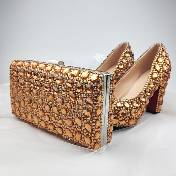 9cm thick heel women wedding shoes crystal party with matching bags fashion platform round toe golden dress, Black
9cm thick heel women wedding shoes crystal party with matching bags fashion platform round toe golden dress, Black