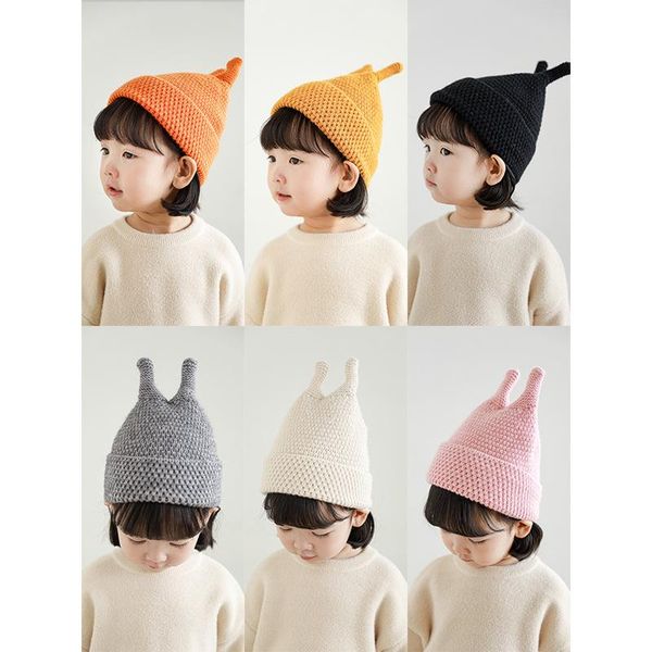caps & hats wulibi 2021 winter children's warm knitting wool hat cute three-dimensional baby with small tentacles., Yellow 
caps & hats wulibi 2021 winter children's warm knitting wool hat cute three-dimensional baby with small tentacles., Yellow