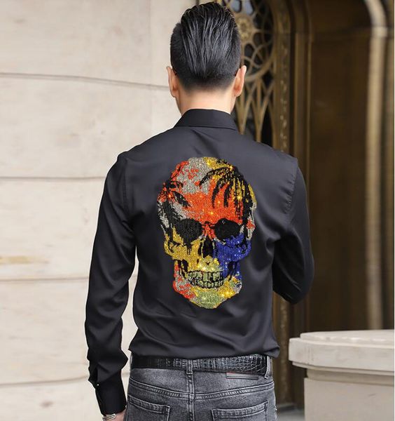 fashion spring autumn men shirts new arrivals slim fit male shirt solid long sleeve british style rhinestone men's shirt, White;black
fashion spring autumn men shirts new arrivals slim fit male shirt solid long sleeve british style rhinestone men's shirt, White;black