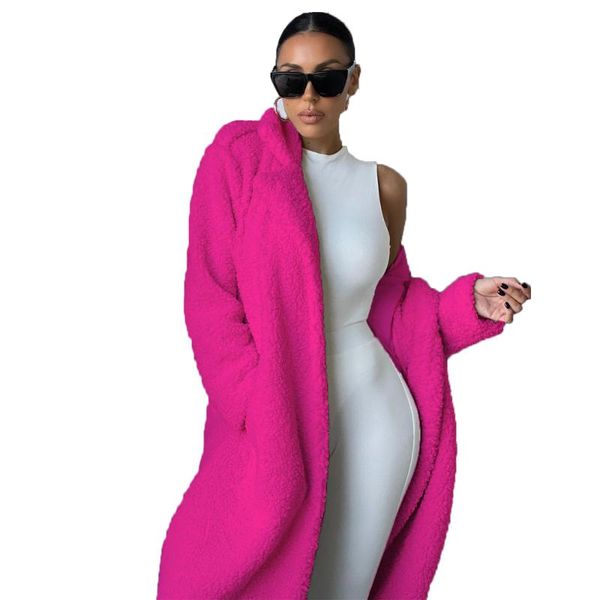 women's wool & blends pink long women fluffy jacket fur lamb plush thick casual solid color winter faux coat fleece lapel female ladies, Black
women's wool & blends pink long women fluffy jacket fur lamb plush thick casual solid color winter faux coat fleece lapel female ladies, Black