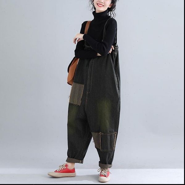qpfjqd loose vintage patchwork women jeans high waist overalls casual washed denim harem jumpsuits plus size pants, Blue
qpfjqd loose vintage patchwork women jeans high waist overalls casual washed denim harem jumpsuits plus size pants, Blue
