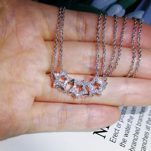 chains simple 925 silver five star pendant double necklace for ladies white zircon chain wedding birthday jewelr gift fashion
chains simple 925 silver five star pendant double necklace for ladies white zircon chain wedding birthday jewelr gift fashion