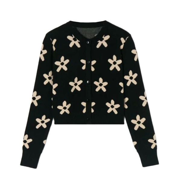 women's knits & tees women korean long sleeve button-up short sweater coat flower print knit cropped cardigan o neck casual knitted out, White
women's knits & tees women korean long sleeve button-up short sweater coat flower print knit cropped cardigan o neck casual knitted out, White