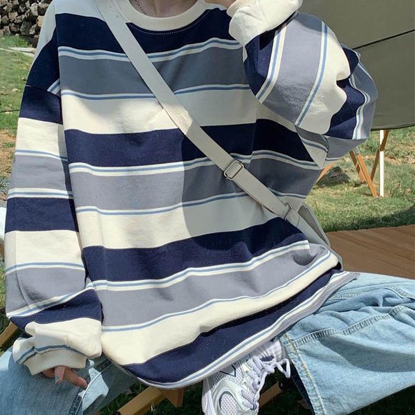 women's t-shirt loose stripe o-neck woman's korea oversized long sleeve woman casual 2xl t-shirts harajuku women summer 2021, White
women's t-shirt loose stripe o-neck woman's korea oversized long sleeve woman casual 2xl t-shirts harajuku women summer 2021, White