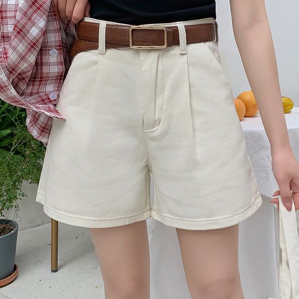 women's apricot wide leg denim shorts summer 2021 new loose and slim high waist student a-line pants, White;black
women's apricot wide leg denim shorts summer 2021 new loose and slim high waist student a-line pants, White;black