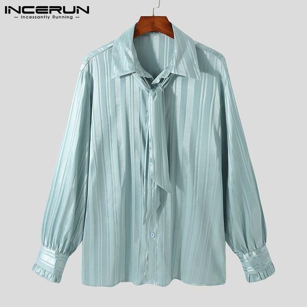men's casual shirts incerun men shirt striped lapel long sleeve button 2021 vintage elegant camisas hombre streetwear with belt s-5xl, White;black
men's casual shirts incerun men shirt striped lapel long sleeve button 2021 vintage elegant camisas hombre streetwear with belt s-5xl, White;black
