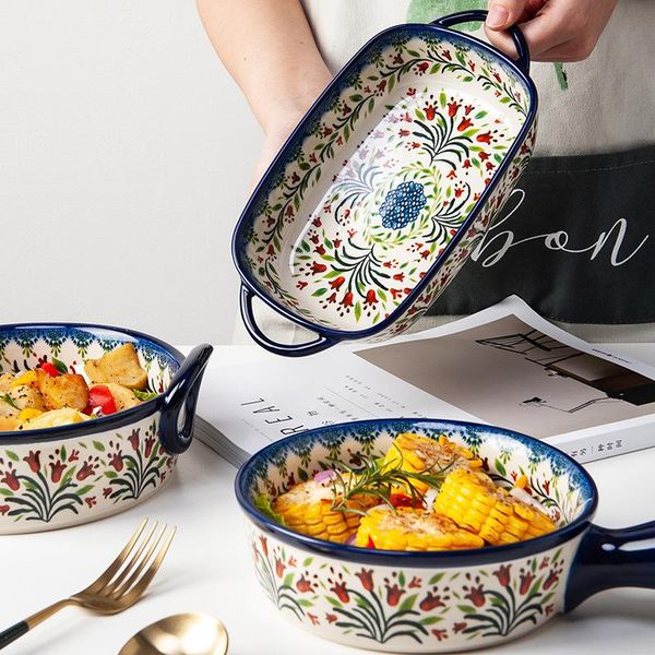 bowls retro ceramic bakeware binaural ramen salad soup with handle baking bowl household tableware and plates set
bowls retro ceramic bakeware binaural ramen salad soup with handle baking bowl household tableware and plates set