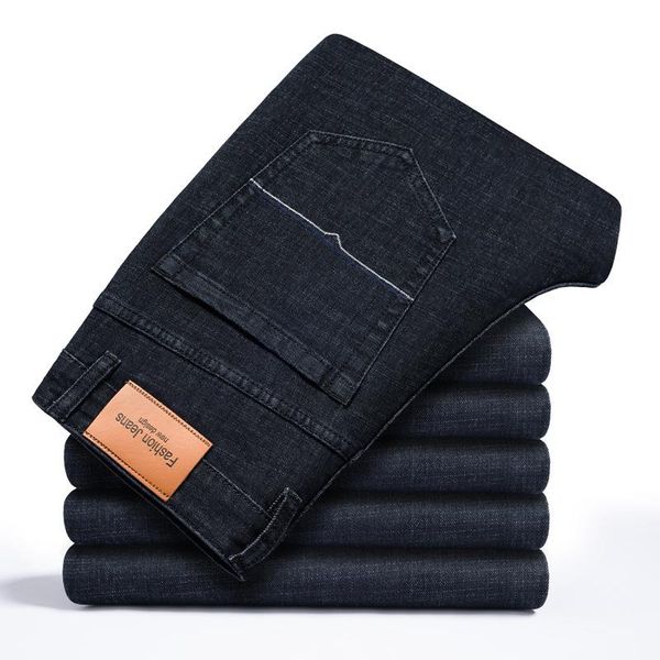 men's jeans 2021 spring autumn brand straight loose black classic style business casual young mid-high-waist denim, Blue
men's jeans 2021 spring autumn brand straight loose black classic style business casual young mid-high-waist denim, Blue