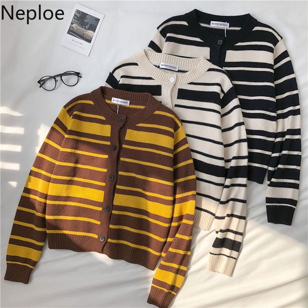 neploe knitwear cardigantemperament o-neck striped knit cropped sweater for women fall woman clothes chic sueter coat 4f954 210422, White
neploe knitwear cardigantemperament o-neck striped knit cropped sweater for women fall woman clothes chic sueter coat 4f954 210422, White