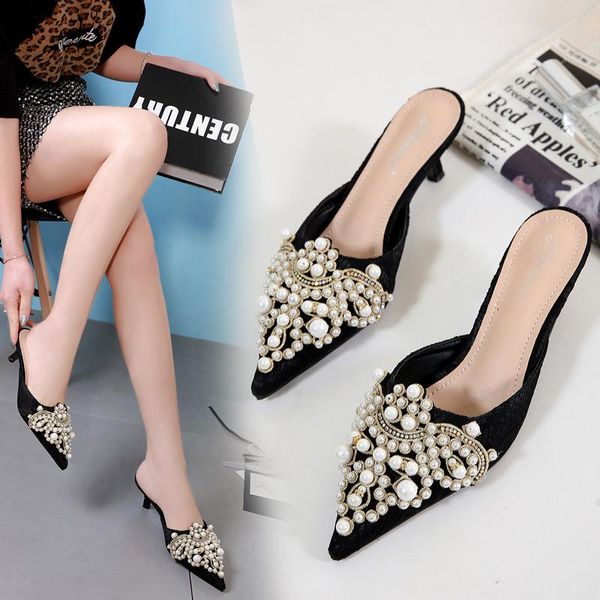shoes woman 2021 glitter slides low female slippers string bead heeled mules loafers cover toe lace jelly high pointed, Black
shoes woman 2021 glitter slides low female slippers string bead heeled mules loafers cover toe lace jelly high pointed, Black