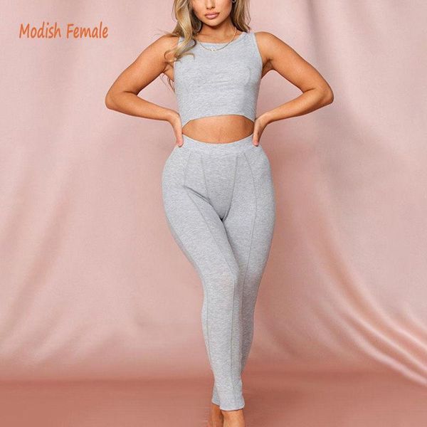 women's tracksuits modish female 2021 sport runing wear sleeveless tank fashion floor length pants two pieces style home suit for women, Gray
women's tracksuits modish female 2021 sport runing wear sleeveless tank fashion floor length pants two pieces style home suit for women, Gray