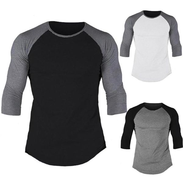 men's t-shirts sporty men 3/4 sleeve o neck color block patchwork cotton t-shirt bottoming top, White;black
men's t-shirts sporty men 3/4 sleeve o neck color block patchwork cotton t-shirt bottoming top, White;black