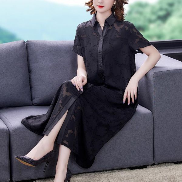 party dresses black jacquard chiffon vintage midi dress 2021 summer casual l-5xl plus size shirt women elegant slim vestidos, White;black
party dresses black jacquard chiffon vintage midi dress 2021 summer casual l-5xl plus size shirt women elegant slim vestidos, White;black