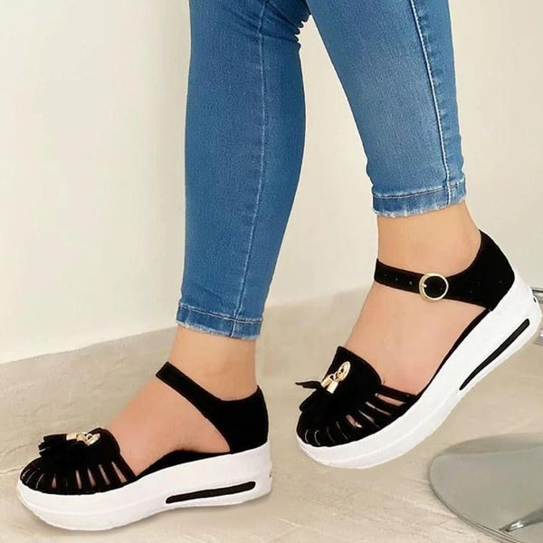 sandals 2021 summer women's fashion wedge fringe buckle strap ladies casual solid platform vintage shoes, Black
sandals 2021 summer women's fashion wedge fringe buckle strap ladies casual solid platform vintage shoes, Black