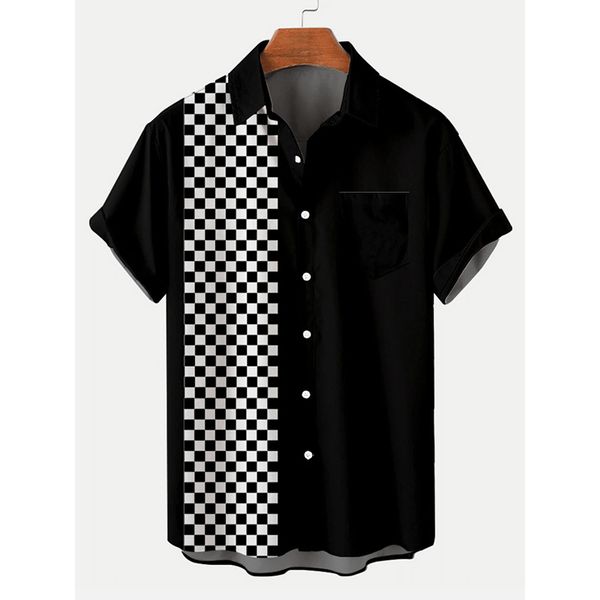 plaid simple print hawaiian style men's short-sleeved shirt party beach daily casual top, White;black
plaid simple print hawaiian style men's short-sleeved shirt party beach daily casual top, White;black