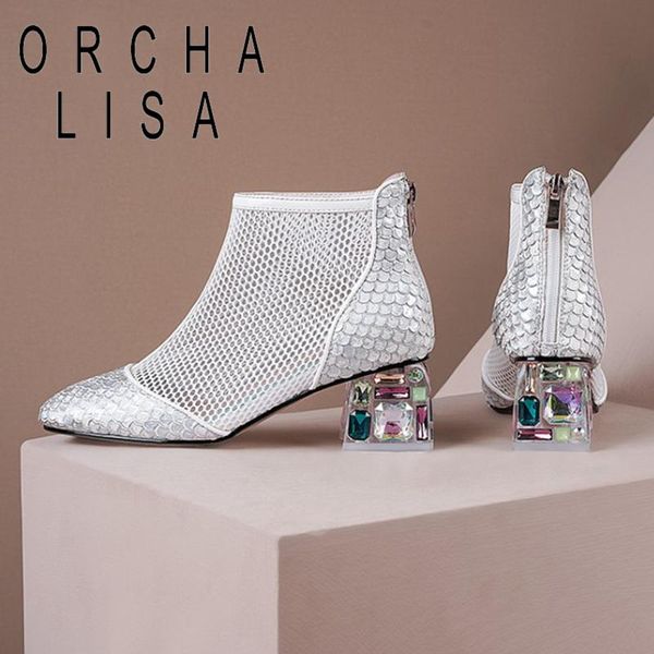 women rhinestone designer high heel boots pointed toe net mesh zip buckle short breathable summer fashion a4043, Black
women rhinestone designer high heel boots pointed toe net mesh zip buckle short breathable summer fashion a4043, Black
