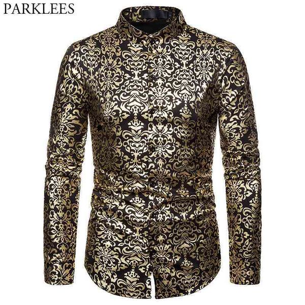 men's paisley floral gold shiny printed tuxedo shirt brand banded collar slim fit dress shirt men wedding party baroque chemise 210522, White;black
men's paisley floral gold shiny printed tuxedo shirt brand banded collar slim fit dress shirt men wedding party baroque chemise 210522, White;black