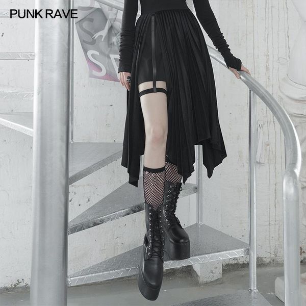women's "wednesday" series mid-lenght dark elegant asymmetric printed pleated patchwork skirt with detachable leg loop skirts, Black
women's "wednesday" series mid-lenght dark elegant asymmetric printed pleated patchwork skirt with detachable leg loop skirts, Black