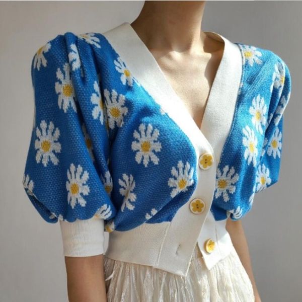 women's polos contrasting color v-neck puff sleeve summer small fragrance vintage jacquard short top, White
women's polos contrasting color v-neck puff sleeve summer small fragrance vintage jacquard short top, White