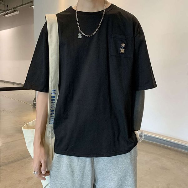 men's t-shirts summer pocket cartoon short t-shirt student loose round neck fashion half sleeve 8wf7, White;black
men's t-shirts summer pocket cartoon short t-shirt student loose round neck fashion half sleeve 8wf7, White;black