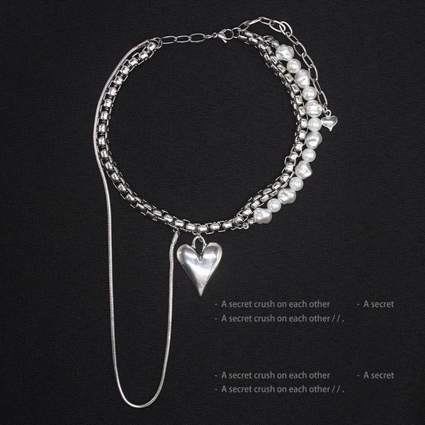 pendant necklaces stainless steel chains heart women's neck chain vintage pearl harajuku accesories for women jewelry aesthetic gift, Silver
pendant necklaces stainless steel chains heart women's neck chain vintage pearl harajuku accesories for women jewelry aesthetic gift, Silver