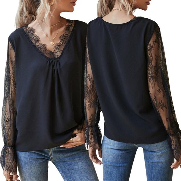 women's blouses & shirts lace mesh sheer blouse patchwork 2021 loose black pullover long sleeve summer clothes shirt elegant femal, White
women's blouses & shirts lace mesh sheer blouse patchwork 2021 loose black pullover long sleeve summer clothes shirt elegant femal, White
